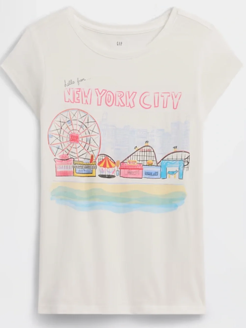NWT GAP Pack of Three Graphic Tees in White and Gray with Pink Accents size 8
